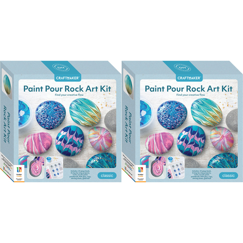 2x Craft Maker Paint Pour Rock Art Craft Activity Kit 