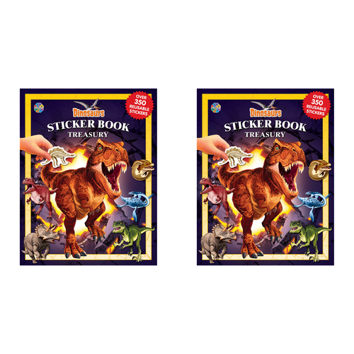 2PK Dinosaurs Sticker Book Treasury Kids/Children Educational Book 3y+