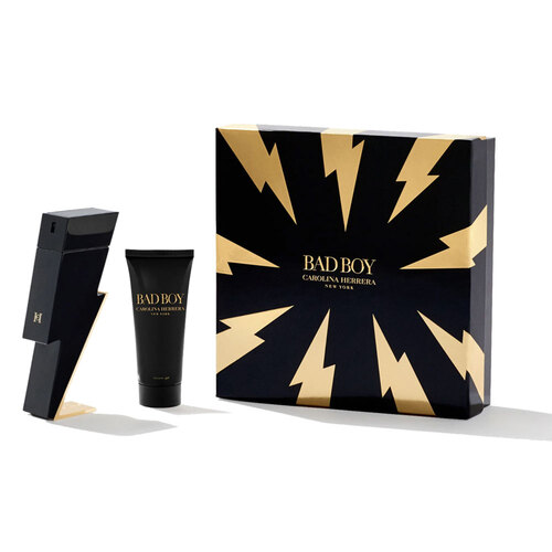 2pc Caroline Herrera Bad Boy 100ml EDT Fragrance Natural Spray w/ 100ml Shower Gel
