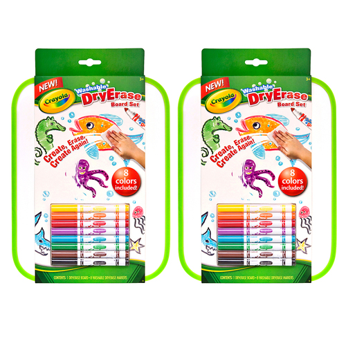 2PK Crayola Kids/Childrens Creative Whiteboard w/8 Washable Markers Set 36m+
