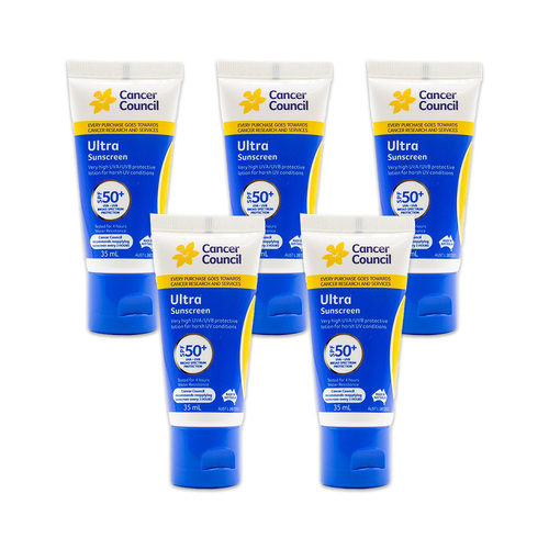 5PK Cancer Council 35ml Ultra Sunscreen SPF50+ Body Lotion