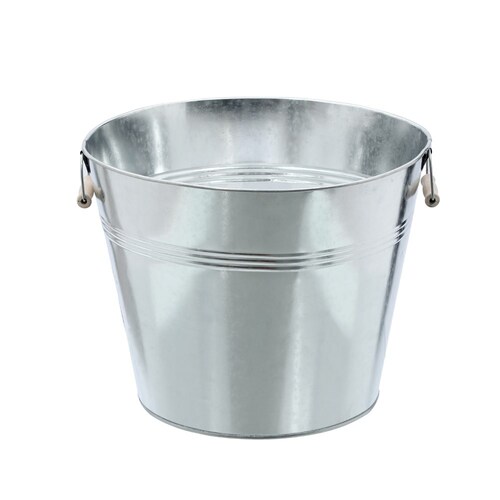 Boxsweden Metal Ice Bucket Wood Handles 45L Galvanised 44X44X35.5cm