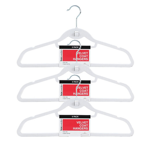 15PK Boxsweden Velvet Hangers 44.5cm White