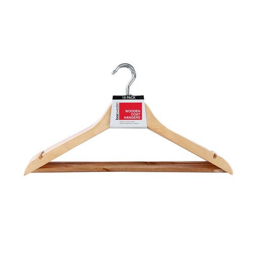 10pc Wooden Hangers 44.5cm