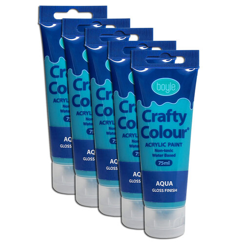 5x Crafty Colour Art/Craft 75ml Acrylic Paint Tube - Aqua