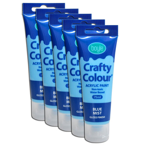 5x Crafty Colour Art/Craft 75ml Acrylic Paint Tube - Blue Mist