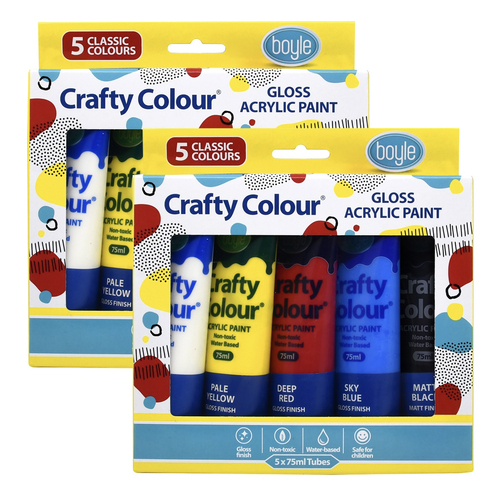 2x 5PK Crafty Colour 75ml Acrylic Paint Gloss - Classic