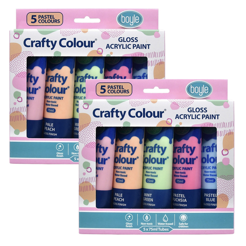 2x 5PK Crafty Colour 75ml Acrylic Paint Gloss - Pastel