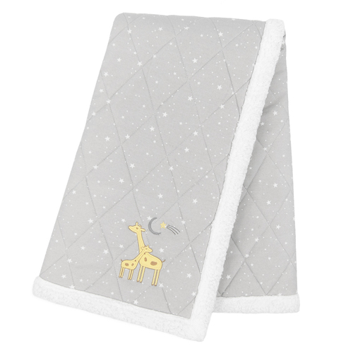 Living Textiles Quilted Jersey Sherpa Blanket Noah Giraffe