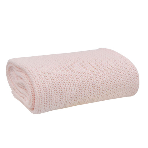 Living Textiles 100x120cm Organic Cotton Cellular Cot Blanket - Rose Quartz