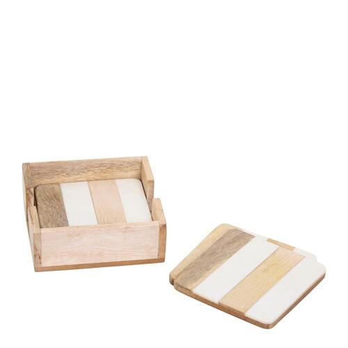 4PK J. Elliot Ellery Square Coaster 10x10cm Natural & White
