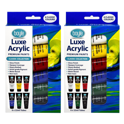 2x 6PK Luxe Acrylic 22ml Premium Paint Non-Toxic - Classic