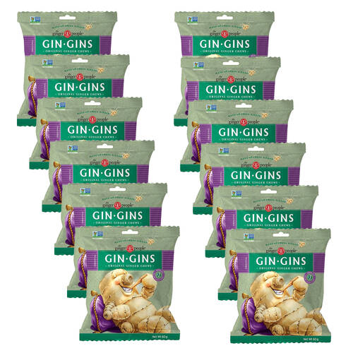 12PK The Ginger People Gin Gins Original Chewy Ginger-Flavoured Lollies 60g