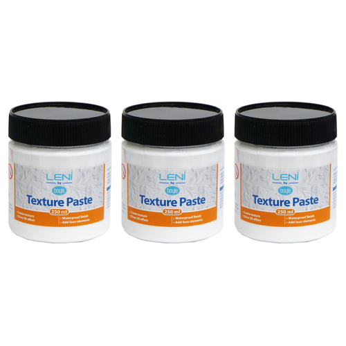 3x Boyle Leni Non-Toxic Waterproof 250ml Texture Paste