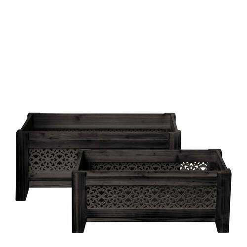 J. Elliot Sienna Set of 2 Planters 53x28x23cm & 45x24x18cm Black