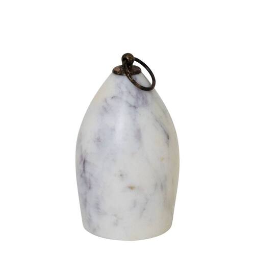 J.Elliot Nessa 14x9cm Door Stop w/ Metal Ring Handle - White Marble