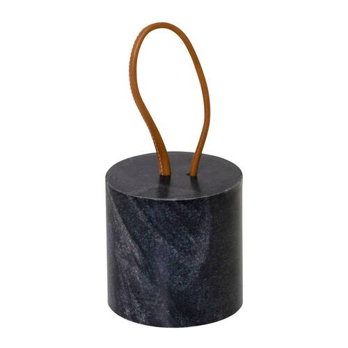 J.Elliot Enora 13x13cm Door Stop w/ Leather Handle - Grey Marble