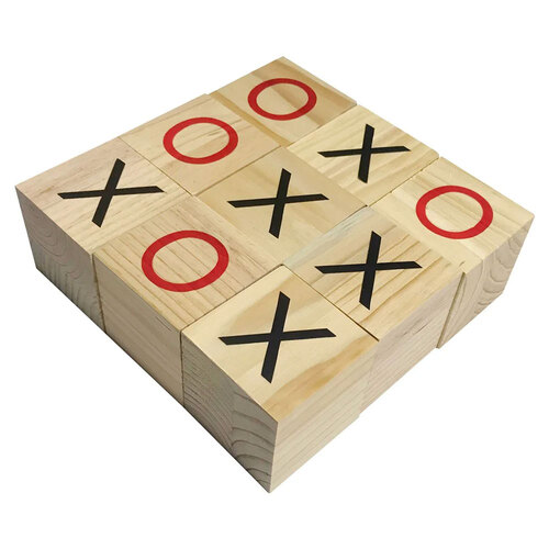 9pc Formula Sports 7cm Square Tic Tac Toe Wood Blocks 5y+