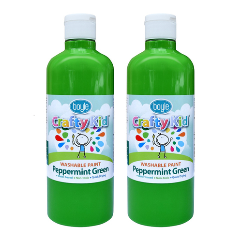 2x Boyle Crafty Kids 500ml Washable Paint - Peppermint Green