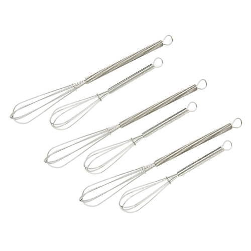 6x 2pc Cuisena Handheld Chrome Mini Whisk Set - Silver