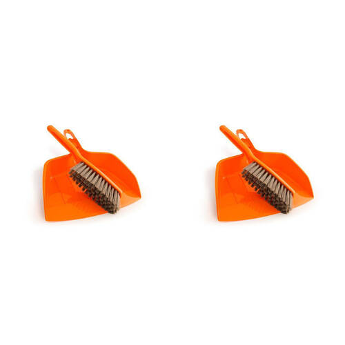 2PK AgBoss Domestic Use Plastic Dustpan And Brush 29x25x8cm Orange