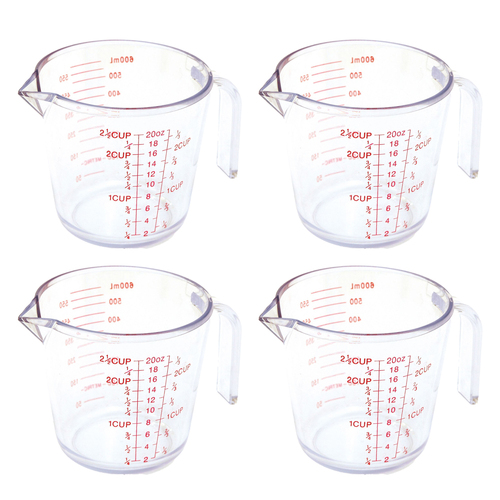 4x Cuisena 300ml Plastic Measuring Jug Baking/Kitchen - Clear