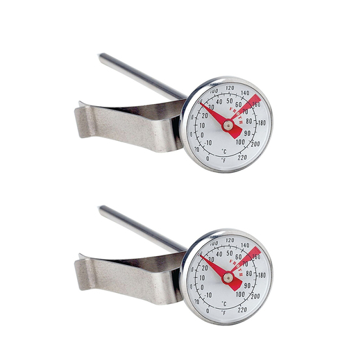 2x Cuisena Stainless Steel 27mm Dial Milk Thermometer - Silver