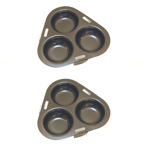 2x Cuisena Non-Stick 3-Egg Steel Poacher Cooker - Black