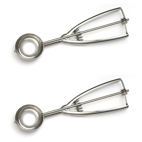 2x Cuisena 5cm Stainless Steel Mechanical Ice Cream Scoop - Silver