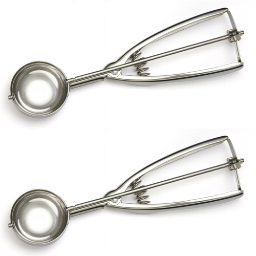 2x Cuisena 6cm Stainless Steel Mechanical Ice Cream Scoop - Silver