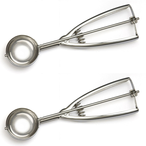 2x Cuisena 6cm Stainless Steel Mechanical Ice Cream Scoop - Silver