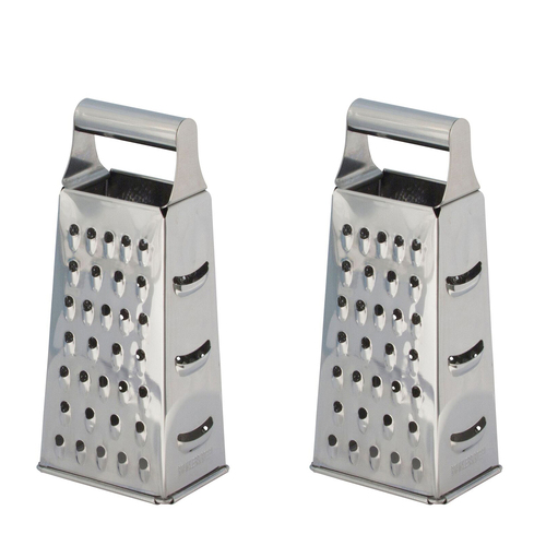 2x Cuisena 4-Sided Stainless Steel Box Grater - Silver