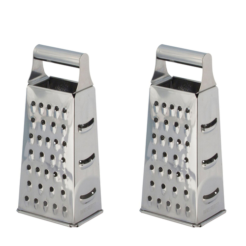 2x Cuisena 4-Sided Stainless Steel Box Grater - Silver