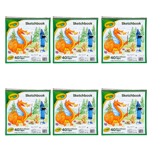 6PK Crayola 40 Page Kids/Childrens Creative Blank Page Sketchbook 36m+