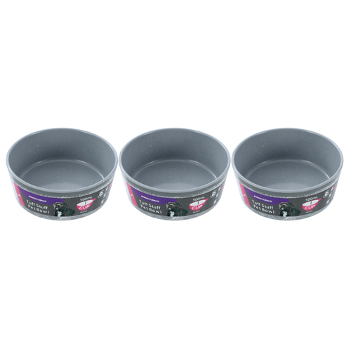 3PK Paws & Claws 14.5cm/500ml Tuff Stuff Pet Bowl Medium - Grey