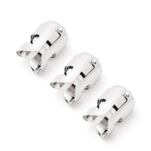 3PK Cuisena 5.5cm Chrome-Plated Champagne Stopper - Silver