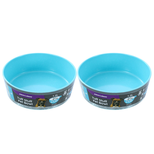 2PK Paws & Claws 20.5cm/1.5L Tuff Stuff Pet Bowl Large - Aqua