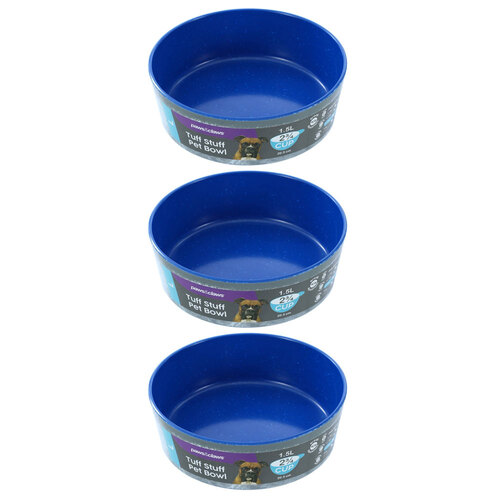 3PK Paws & Claws Tuff Stuff Pet Bowl Blue Lge 1.5L 20.5X6.5cm