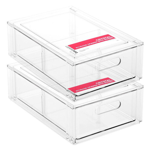 2PK Crystal Storage Drawer With Divider 31.5X21X10.5Cm 