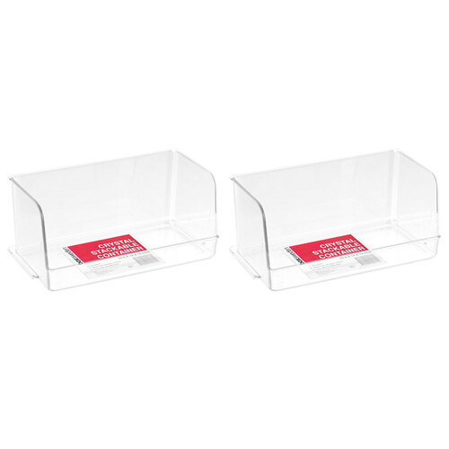 2PK Boxsweden 23.5cm Crystal Kitchen Stackable Organiser Small - Clear