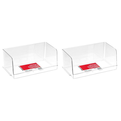 2PK Boxsweden 31.5cm Crystal Kitchen Stackable Organiser Large - Clear