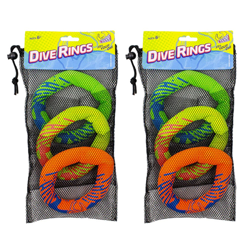 2x 3pc Cooee Neoprene Swimming Pool Round Dive Rings 16cm