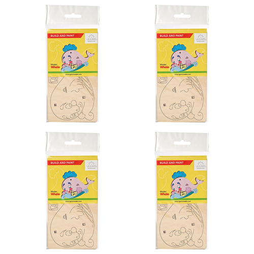 4x 8pc Ugears 3D Colouring Whale DIY Kit Wooden Puzzle Kit/Model Gift Set 5+