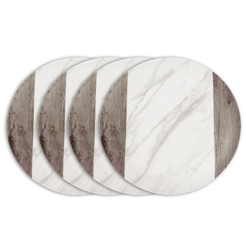 4PK Lemon & Lime Matte Melamine 20cm Side Plate Endwood Marble