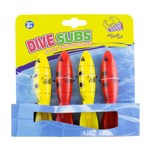 4pc Cooee Dive Subs Swimming Pool Water Toy 19.5cm 6+