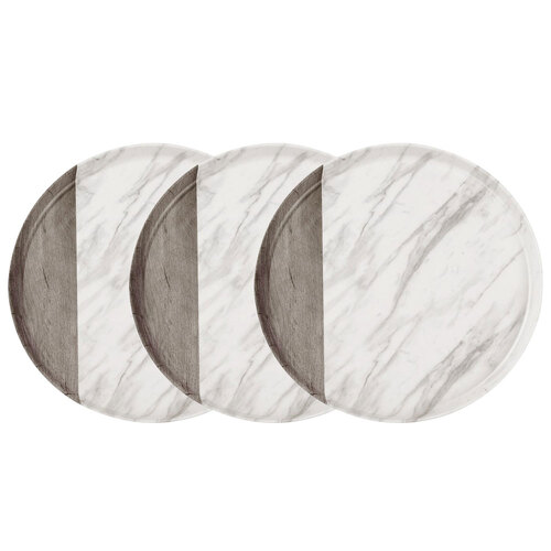 3PK Lemon & Lime Matte Melamine Round 35cm Platter Endwood Marble