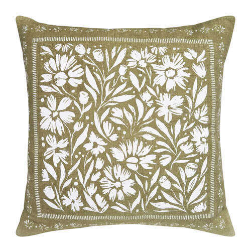 J.Elliot Home Kennedy Cushion 50x50cm Olive & Ivory