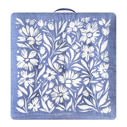J.Elliot Home Kennedy Floor Cushion 65x65x12cm Dusty Blue & Ivory