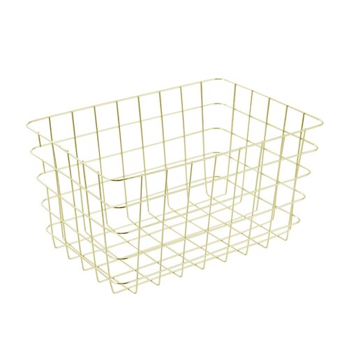 Boxsweden Large 38x26cm Wire Storage Basket - Gold