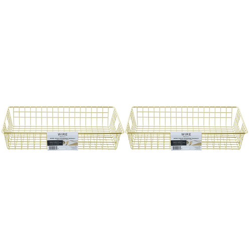 2PK Boxsweden 40x7.5cm Wire Storage Basket - Gold